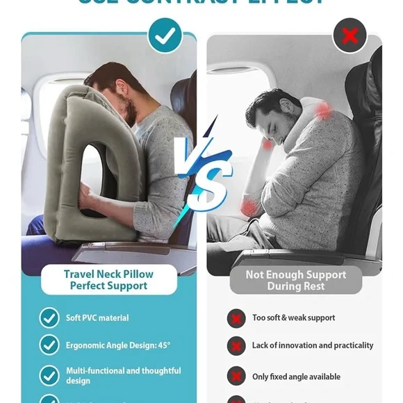 Gray Inflatable Travel Pillow - Picture 4 of 12